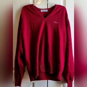 Burberry V-Neck Men's 48 Sweater in Rich Red